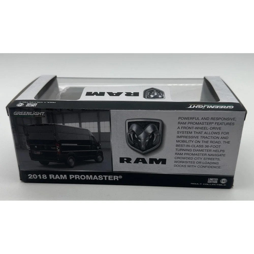 GREENLIGHT 2018 RAM PROMASTER BLACK CARGO VAN 1/43 DIECAST 86153 LIMITED
